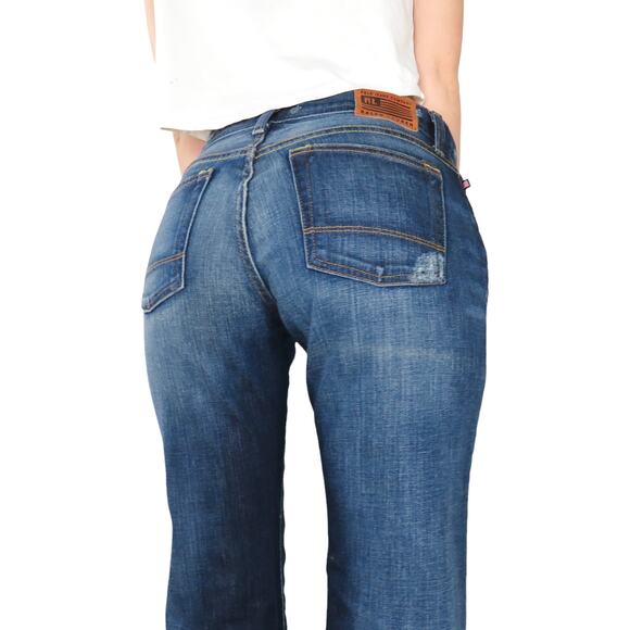90s Vintage Ralph Lauren Polo Low Rise Dark Wash Bootcut Flared Jeans 30" Retro - Picture 3 of 8